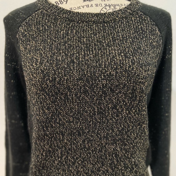 H&M Knit Raglan Black & Gold Scoop Neck Sweater - Picture 8 of 12